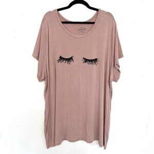 Torrid Super Soft Knit Brown T-Shirt Eyelash Graphic Top 5 5X